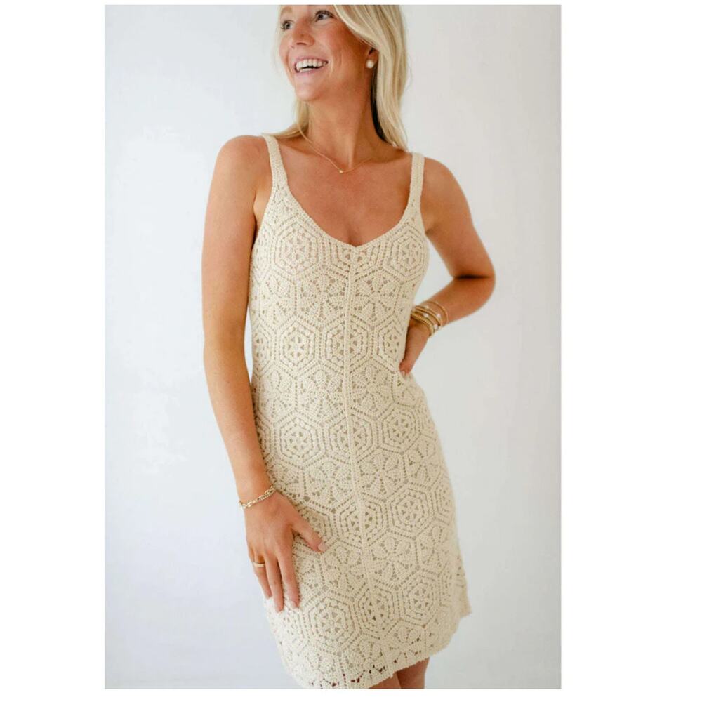 Z Supply Cream Crochet Mini Dress